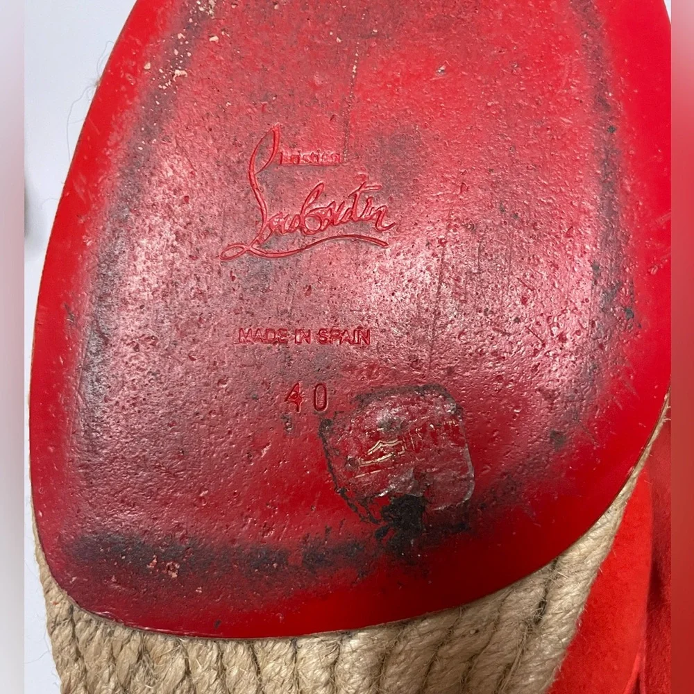 Christian Louboutin unisex Red Suede espadrille Oxford shoes 40 M 7/ W 9.5